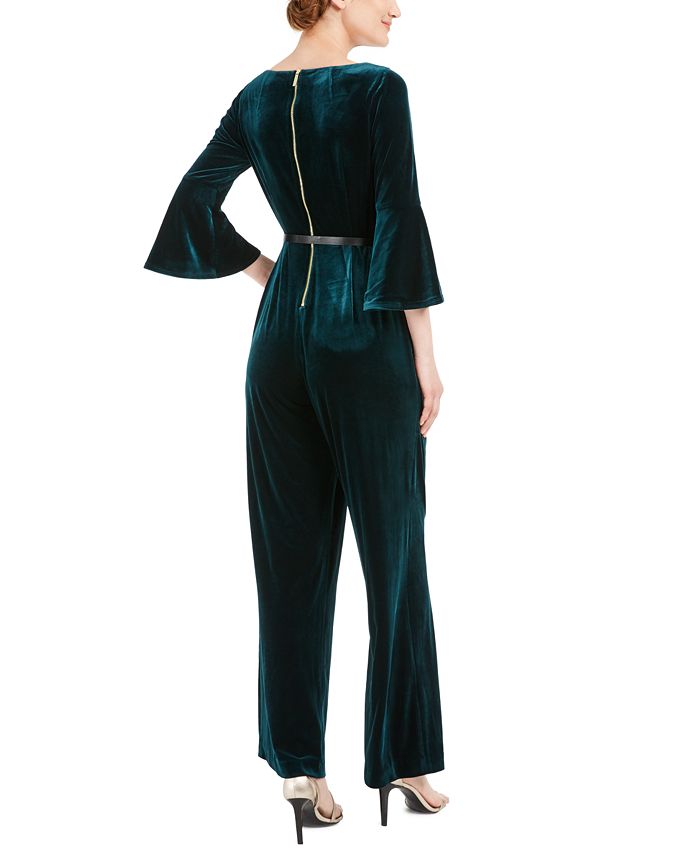 Calvin Klein Velvet Belted Jumpsuit & Reviews - Pants & Capris - Women ...