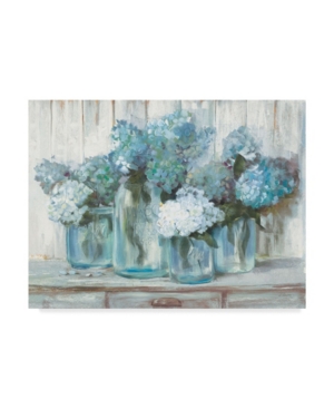 Carol Rowan Hydrangeas in Glass Jars Blue Canvas Art - 20