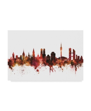 Trademark Global Michael Tompsett Munich Germany Skyline Red Canvas Art In Multi