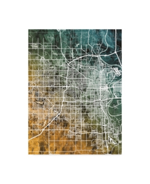 Trademark Global Michael Tompsett Omaha Nebraska City Map Teal Orange Canvas Art In Multi
