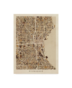 Trademark Global Michael Tompsett Milwaukee Wisconsin City Map Brown Canvas Art In Multi