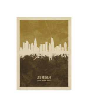Trademark Global Michael Tompsett Los Angeles California Skyline Brown Canvas Art In Multi