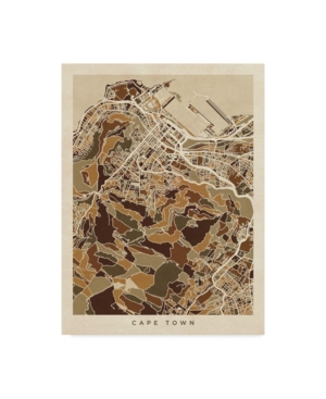 Trademark Global Michael Tompsett Cape Town South Africa City Street Map Brown Canvas Art In Multi