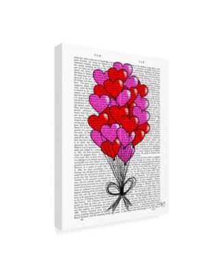 Fab Funky Valentine Heart Balloon Illustration Canvas Art - 15.5" x 21"