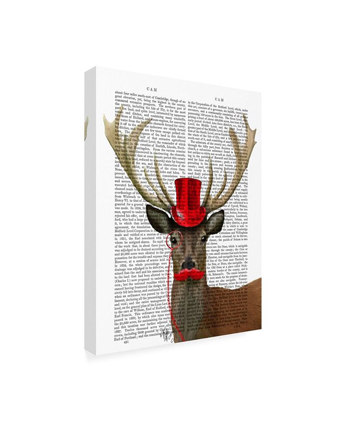 Trademark Global Fab Funky Deer with Red Top Hat and Moustache Canvas ...