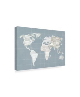 Trademark Global Moira Hershey Calm World Map Grid Canvas Art - 20" x 25"