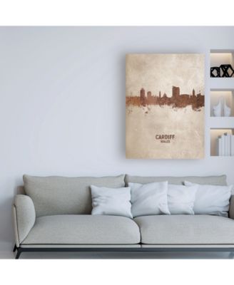 Trademark Global Michael Tompsett Cardiff Wales Rust Skyline Canvas Art - 19.5" x 26"