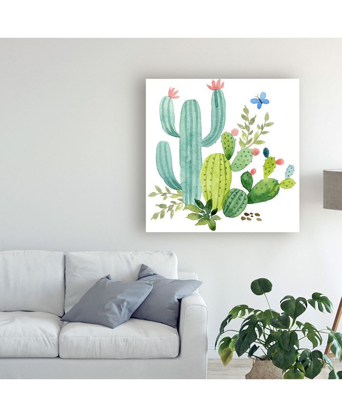 Trademark Global Jane Maday Happy Cactus Painting IV Canvas Art - 36.5 ...