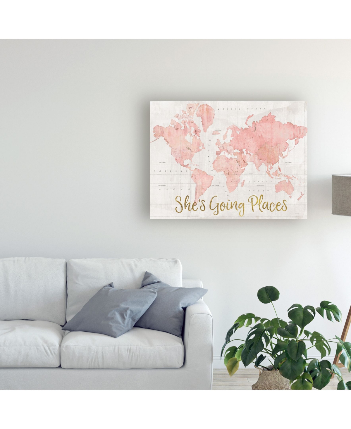 Sue Schlabach Across the World She's Going Places Pink Canvas Art -