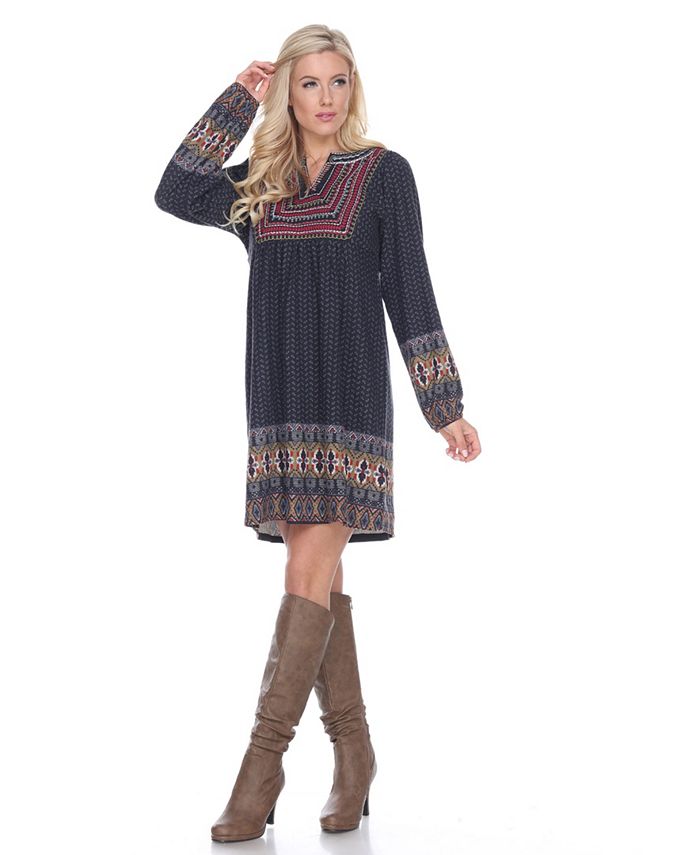 White Mark - Naarah Embroidered Sweater Dress