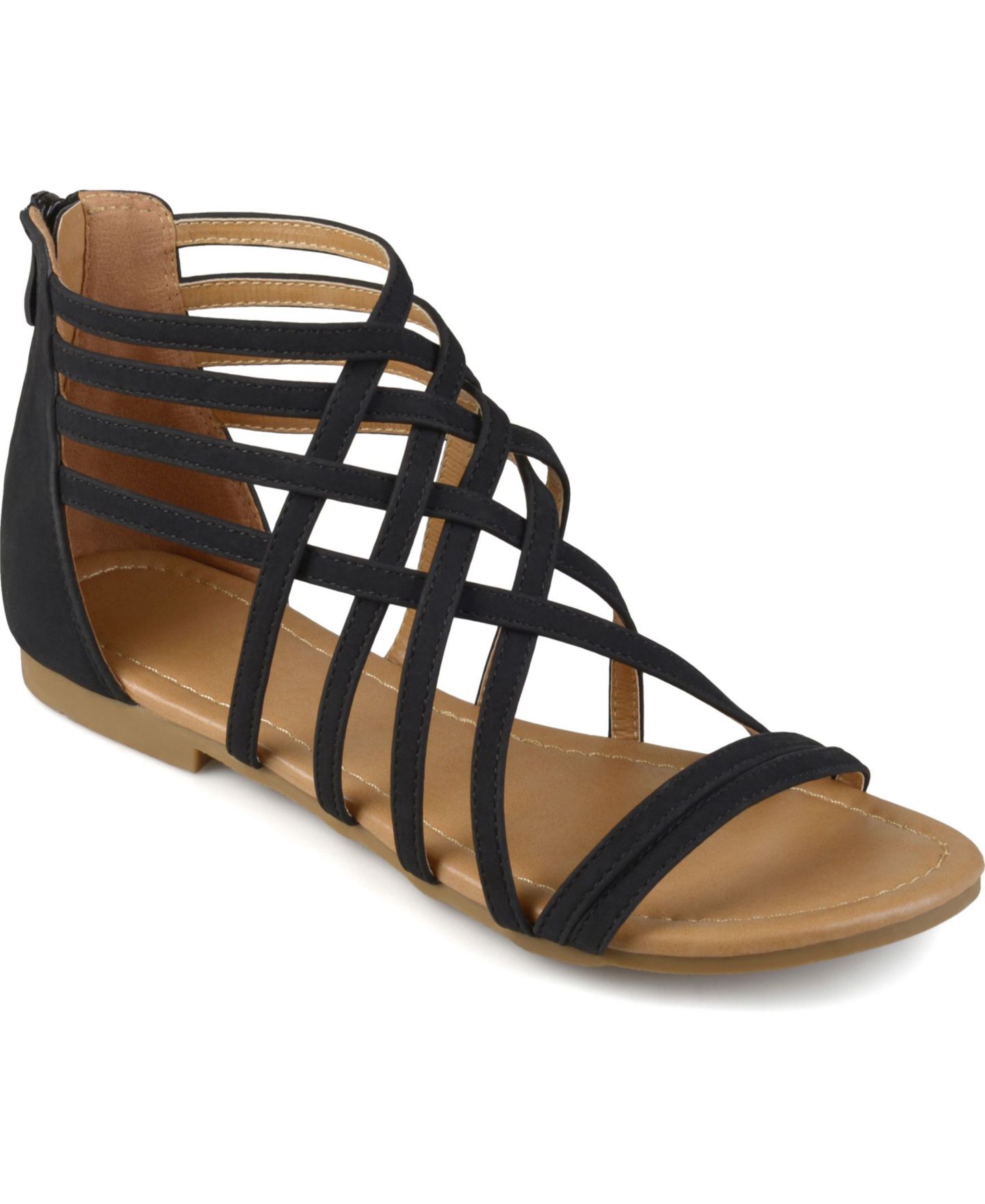 Женские сандалии Journee Collection Hanni Crisscross Strappy Flat, цвет: Коричневый — фото 8