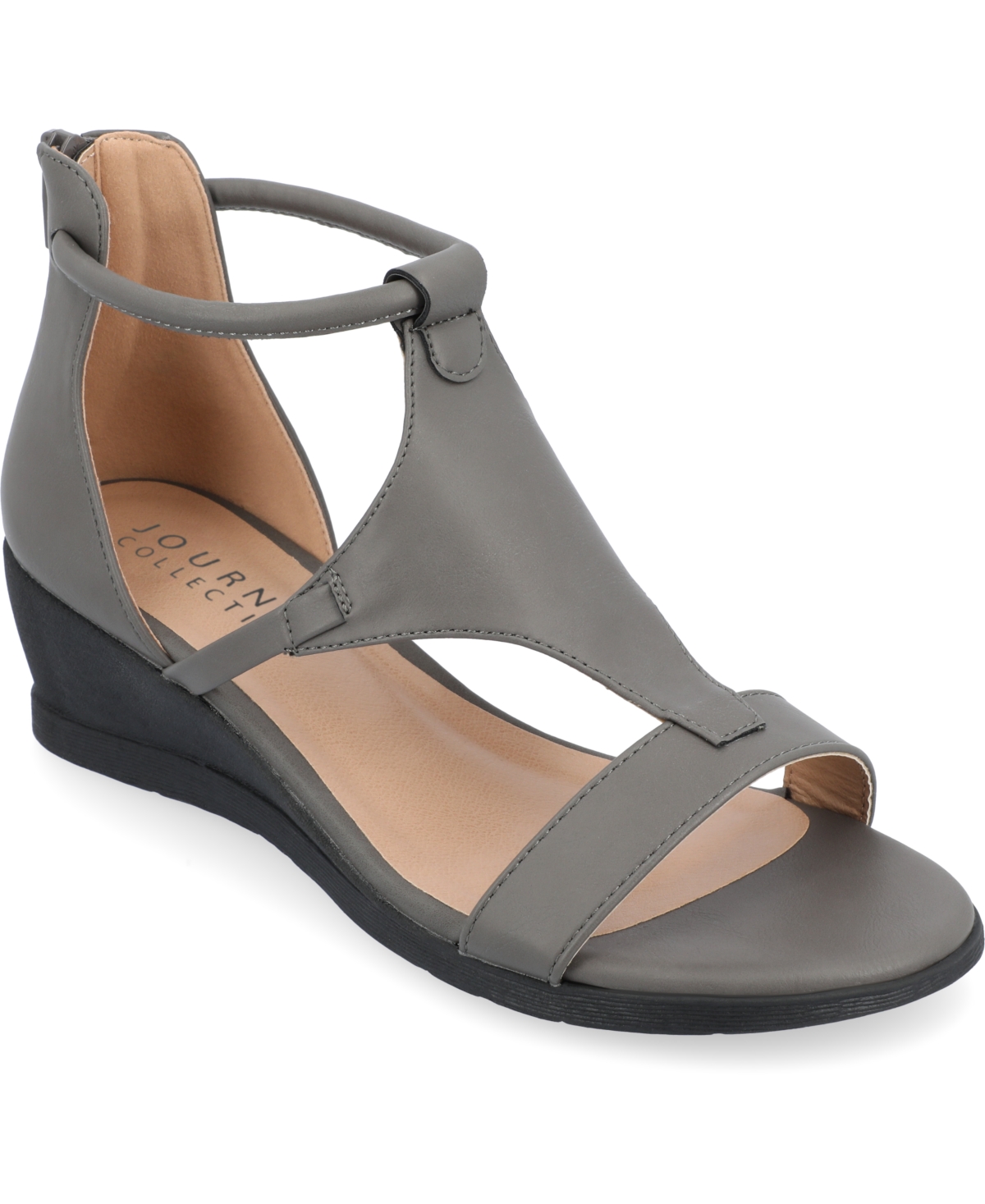 Shop Journee Collection Women's Trayle Wedge Sandals In Gray