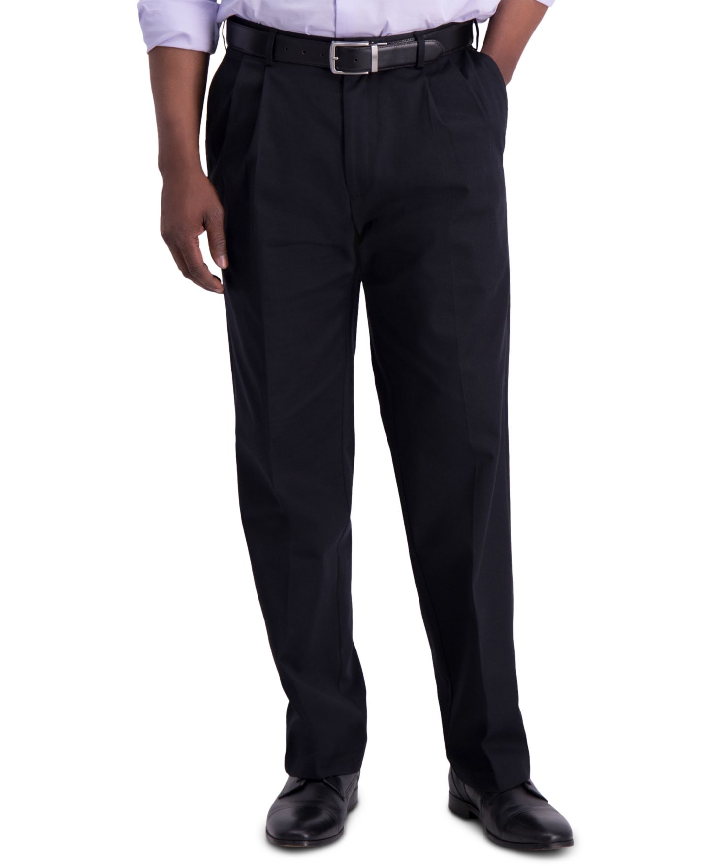 Мужские брюки Haggar Iron Free Premium Khaki Classic-Fit Pleated Pant, цвет: Чёрный — фото 1