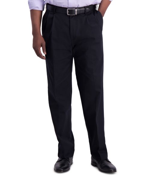 Мужские брюки Haggar Iron Free Premium Khaki Classic-Fit Pleated Pant, цвет: Чёрный