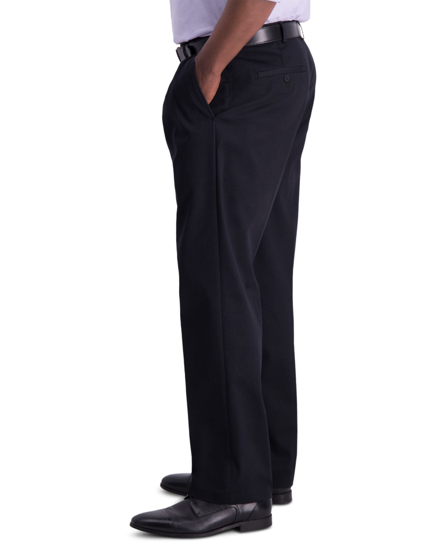 Мужские брюки Haggar Iron Free Premium Khaki Classic-Fit Pleated Pant, цвет: Чёрный — фото 3