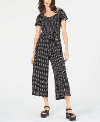 polka dot cropped jumpsuit