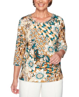 Alfred Dunner - Classics Floral Patchwork Print Knit Top