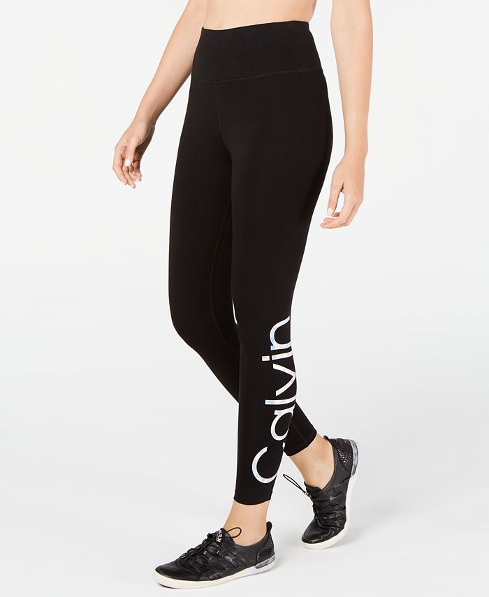 Calvin Klein Logo High-Waist 7/8 Length Leggings - Macy's