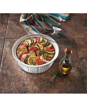 Corningware - French White 2.5-Qt. Round Casserole with Glass Lid