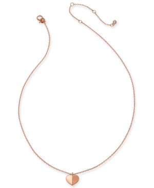 image of Kate Spade New York Gold-Tone, Silver Tone or Rose-Gold Tone Heart Pendant Necklace, 16