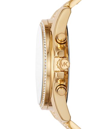 Michael Kors - Women's Chronograph Whitney Gold-Tone Stainless Steel Pave Bracelet Watch 45mm