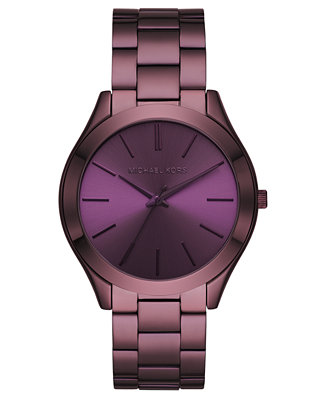 Michael Kors Women's Slim Runway Purple Stainless Steel Bracelet Watch ...