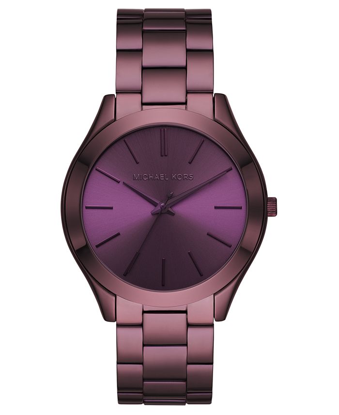 Michael Kors Women's Slim Runway Purple Stainless Steel Bracelet Watch 42mm  & Reviews - All Watches - Jewelry & Watches - Macy's