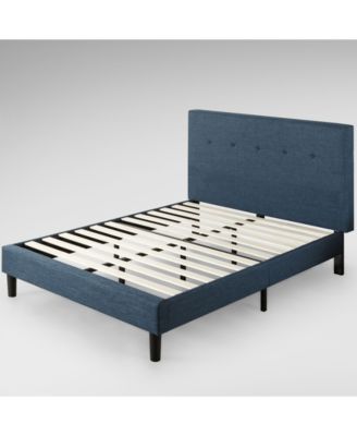 Omkaram Upholstered Navy Platform Bed / Wood Slat Support, Full