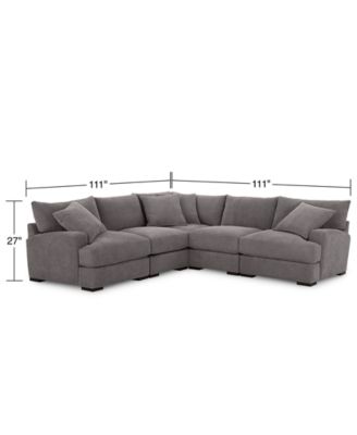 CLOSEOUT! Rhyder 5-Pc. Fabric Sectional Sofa with Armless Chair, Created for Macy's