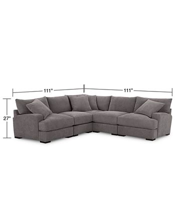 Furniture - Rhyder 5-Pc. Fabric Sectional with Armless Chair
