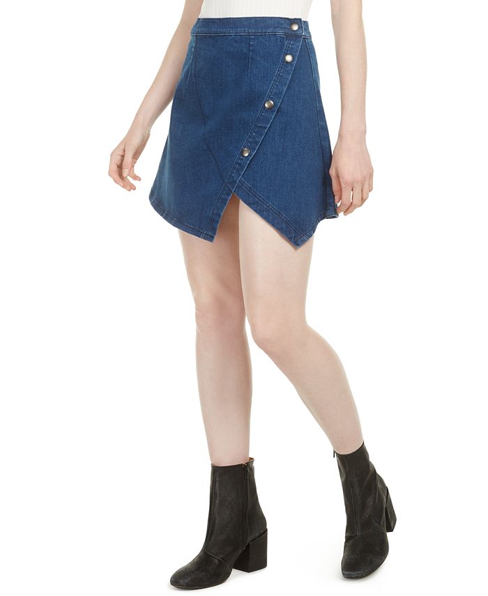 Free People Notched Denim Mini Skirt - Macy's
