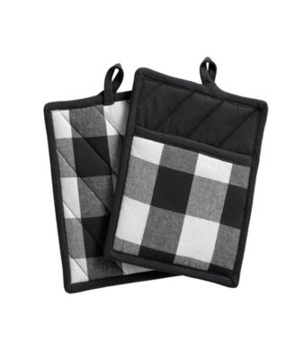 Elrene - Farmhouse Living Buffalo Check Tan/White Pot Holder Pair