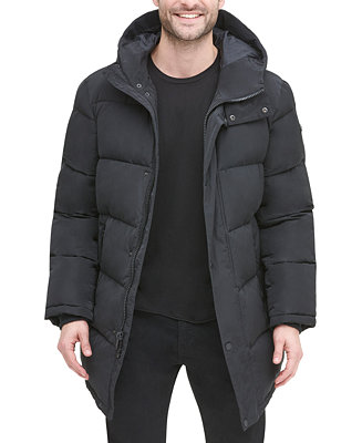 DKNY Men's Quilted Water Resistant Hooded City Full Length Parka Jacket ...