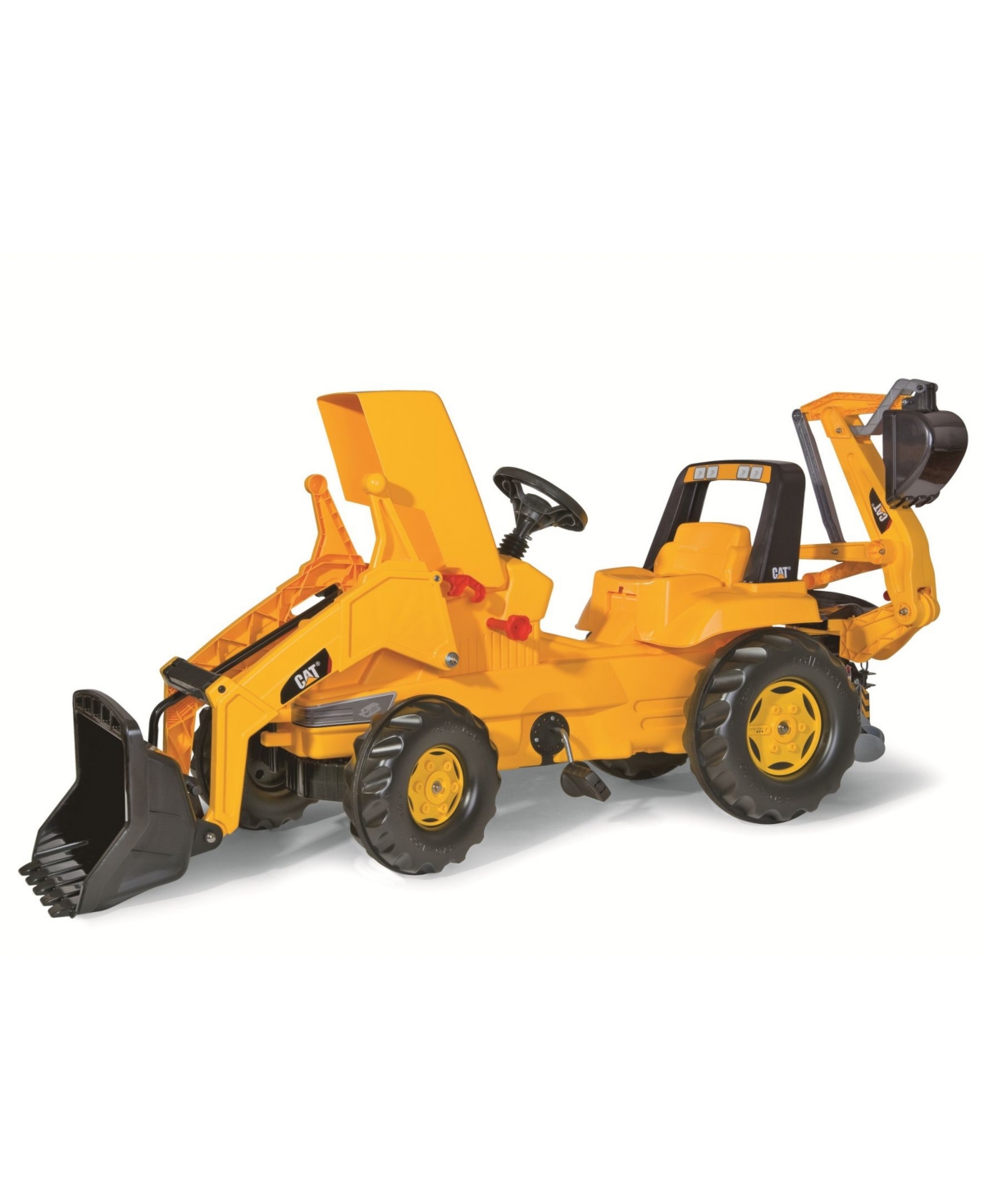 Shop Rolly Toys Cat Kid Backhoe Pedal Tractor With Front Loader In Yellow