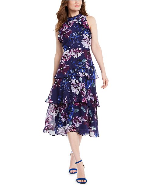 Vince Camuto Tiered Floral Dress & Reviews - Dresses - Women - Macy's