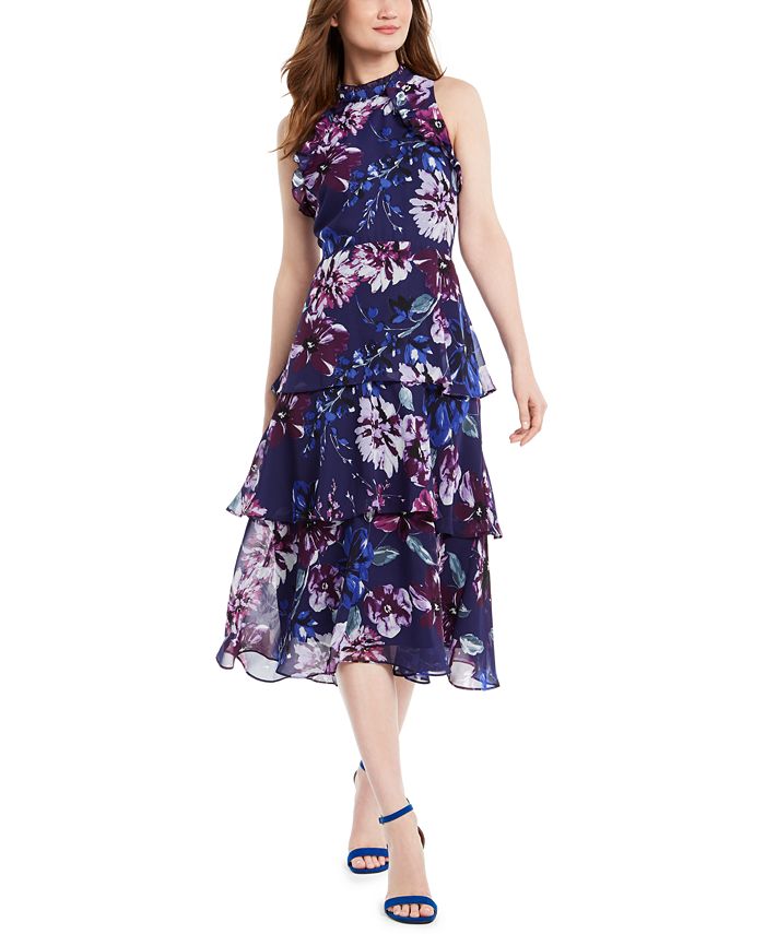 Vince Camuto Tiered Floral Dress - Macy's
