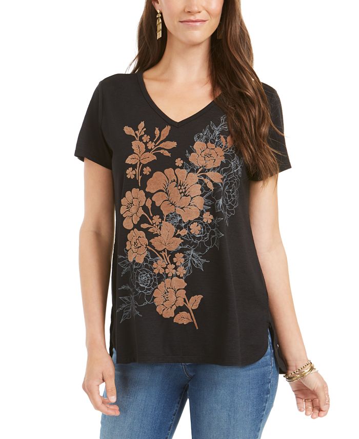 Style & Co Floral-Graphic High-Low Top, Created for Macy's - Macy's