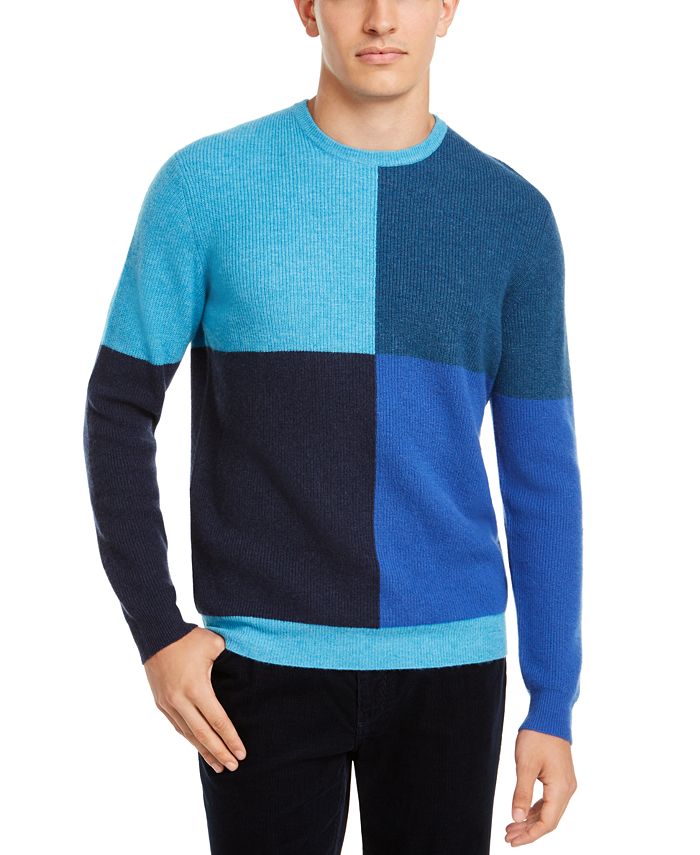 Club Room Men's Regular-Fit Colorblocked Cashmere Sweater, Created for ...