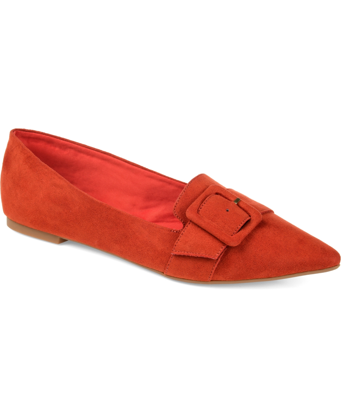 Women's Audrey Buckle Pointed Toe Ballet Flats - Rust