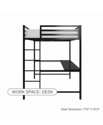 Mason Metal Full Loft Bed with Desk
