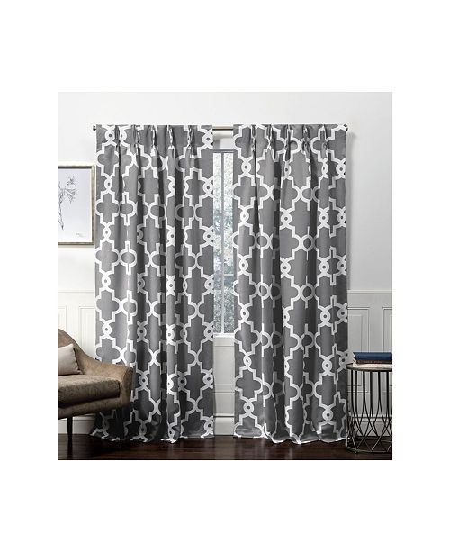 Exclusive Home Curtains Ironwork Sateen Woven Blackout Pinch Pleat