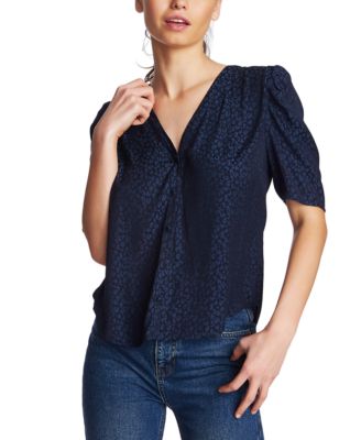 1.STATE - Juniors' Leopard-Print Puff-Sleeve Shirt