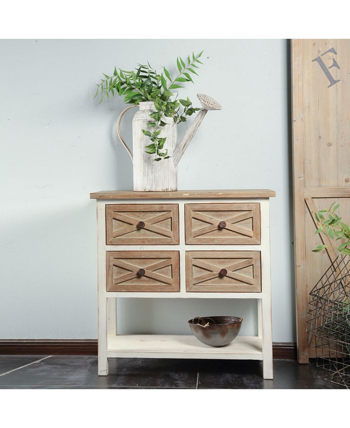 Luxen Home Rustic Antique 4 Drawer Console Macy's