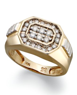 Macy&#39;s Men&#39;s Diamond Rectangle Ring in 14k Gold (1/2 ct. t.w.) & Reviews - Rings - Jewelry ...