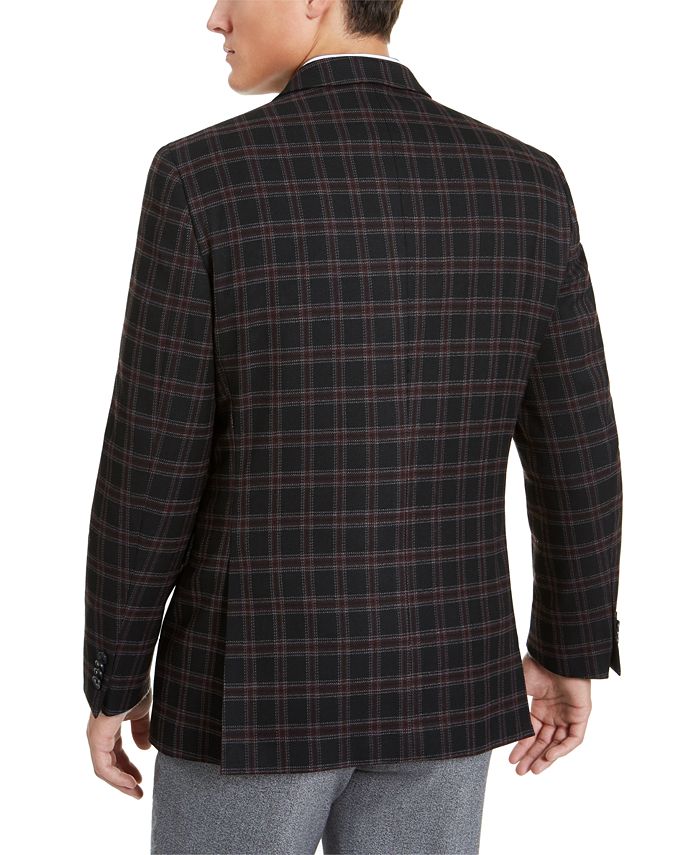 Tommy Hilfiger Men's ModernFit THFlex Stretch Wine/Black Plaid Sport