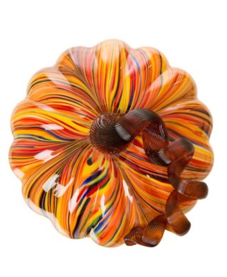 Striped Glass Large Pumpkin