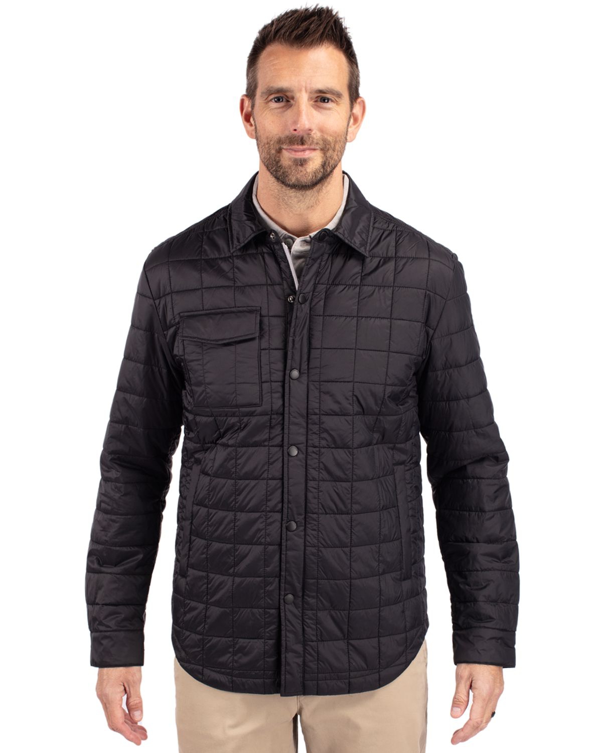 Men's Rainier PrimaLoft Eco Insulated Quilted Shirt Jacket - Black