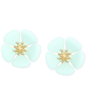 image of Zenzii Gold-Tone & Suede-Painted-Finish Flower Stud Earrings