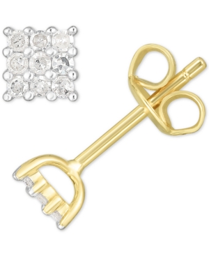 image of Diamond Square Cluster Stud Earrings (1/5 ct. t.w.) in Gold-Plated Sterling Silver
