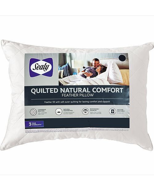 Sealy Quilted Natural Comfort Feather Standard Queen Pillow Reviews Pillows Bed Bath Macy S